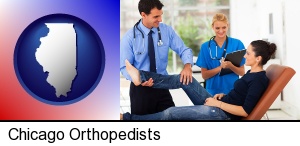 Chicago, Illinois - an orthopedist examining a patient