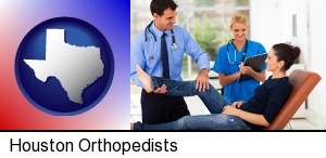 Houston, Texas - an orthopedist examining a patient