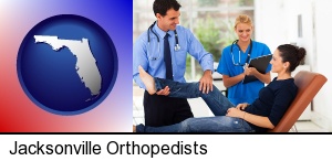an orthopedist examining a patient in Jacksonville, FL