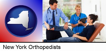 an orthopedist examining a patient in New York, NY