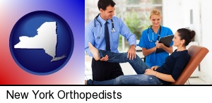 New York, New York - an orthopedist examining a patient