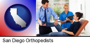 an orthopedist examining a patient in San Diego, CA