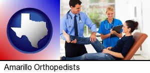 Amarillo, Texas - an orthopedist examining a patient